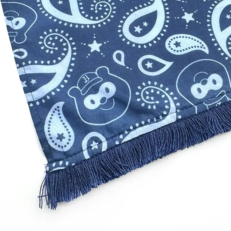 バファローズ☆ポンタ ストール ぬいぐるみ用 社長☆ポン ネイビー 生地・フリンジ部分アップ