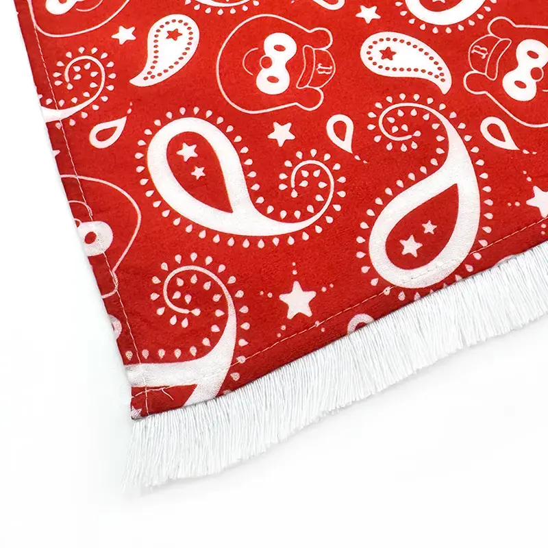 バファローズ☆ポンタ ストール ぬいぐるみ用 パパ☆ポン レッド 生地・フリンジ部分アップ